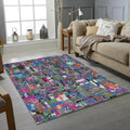 Modern Abstract Glitch Art Rug Vibrant Pixel Mosaic Area Mat