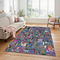 Modern Abstract Glitch Art Rug Vibrant Pixel Mosaic Area Mat