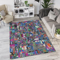 Modern Abstract Glitch Art Rug Vibrant Pixel Mosaic Area Mat