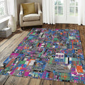 Modern Abstract Glitch Art Rug Vibrant Pixel Mosaic Area Mat