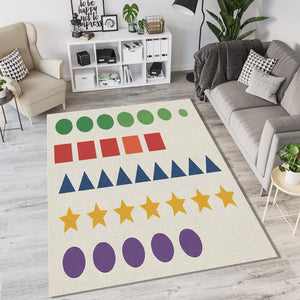 Educational Shapes Kids Rug Colorful Geometry Nursery Area Mat