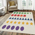 Educational Shapes Kids Rug Colorful Geometry Nursery Area Mat