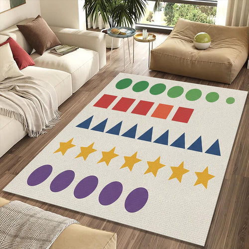Educational Shapes Kids Rug Colorful Geometry Nursery Area Mat