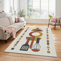 Modern Kitchen Utensils Rug Minimalist Culinary Totem Area Mat