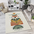 Modern Boho Celestial Rug Sun and Moon Nature Area Mat Terracotta