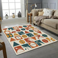 Modern Bauhaus Geometric Rug Mid Century Modern Grid Area Mat