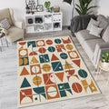 Modern Bauhaus Geometric Rug Mid Century Modern Grid Area Mat