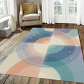 Modern Abstract Celestial Rug Overlapping Circles Area Mat Pastel