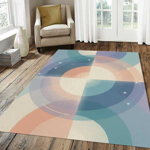 Modern Abstract Celestial Rug Overlapping Circles Area Mat Pastel