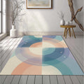 Modern Abstract Celestial Rug Overlapping Circles Area Mat Pastel