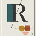 Minimalist Letter R Rug Modern Typography Initial Area Mat