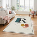 Minimalist Letter R Rug Modern Typography Initial Area Mat