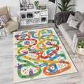 Colorful Kids Adventure Maze Rug Playful Doodle Map Area Mat