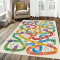 Colorful Kids Adventure Maze Rug Playful Doodle Map Area Mat