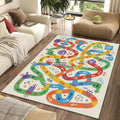 Colorful Kids Adventure Maze Rug Playful Doodle Map Area Mat