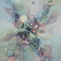 Modern Abstract Ethereal Rug Digital Flow Sage and Lavender Area