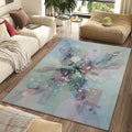 Modern Abstract Ethereal Rug Digital Flow Sage and Lavender Area
