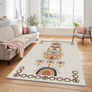 Modern Mystical Totem Rug Abstract Sun Moon and Eye Area Mat