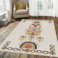 Modern Mystical Totem Rug Abstract Sun Moon and Eye Area Mat