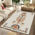 Modern Mystical Totem Rug Abstract Sun Moon and Eye Area Mat