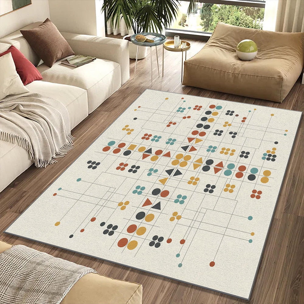Modern Geometric Logic Rug Abstract Symmetric Grid Area Mat