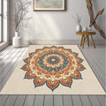 Bohemian Mandala Area Rug Ornate Terracotta & Navy Blue Floor Mat