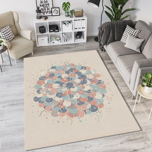 Modern Abstract Floral Bloom Rug Organic Pastel Petals Area Mat