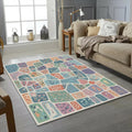Abstract Symbolic Mosaic Rug Colorful Discovery Playroom Area Mat