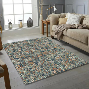 Modern Technical Circuitry Rug Abstract Microchip Area Mat Teal
