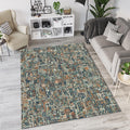 Modern Technical Circuitry Rug Abstract Microchip Area Mat Teal