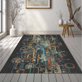 Industrial Steampunk Area Rug Abstract Mechanical Circuitry Mat