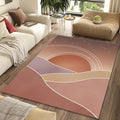 Desert Sunrise Area Rug Minimalist Boho Landscape Mat Terracotta
