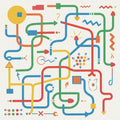 Creative Flow Abstract Rug Modern Infographic Area Mat Playful