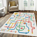 Creative Flow Abstract Rug Modern Infographic Area Mat Playful