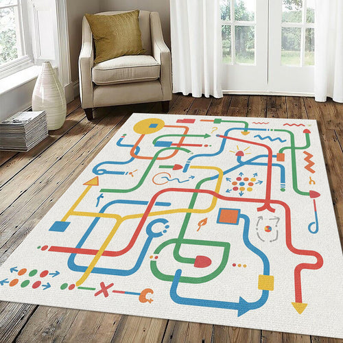 Creative Flow Abstract Rug Modern Infographic Area Mat Playful