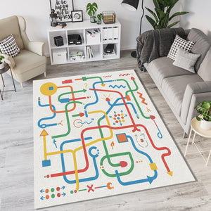 Creative Flow Abstract Rug Modern Infographic Area Mat Playful