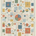 Modern Technical Circuitry Rug Abstract Motherboard Area Mat