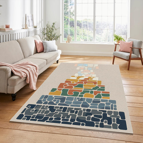 Modern Abstract Pyramid Rug Organic Geometric Strata Area Mat