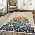Modern Abstract Pyramid Rug Organic Geometric Strata Area Mat