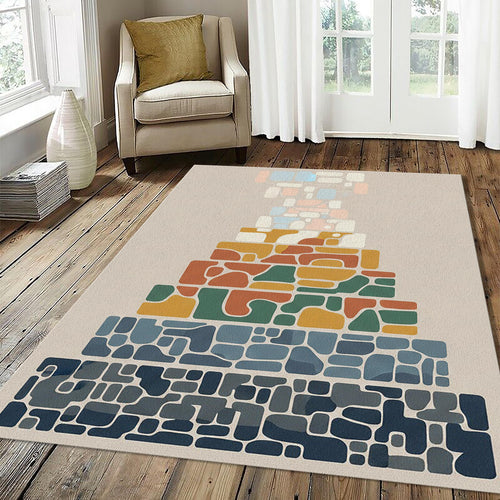 Modern Abstract Pyramid Rug Organic Geometric Strata Area Mat