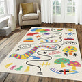 Kids Doodle Adventure Rug Colorful Crayon Style Play Mat Nursery