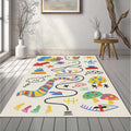 Kids Doodle Adventure Rug Colorful Crayon Style Play Mat Nursery
