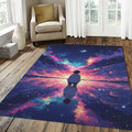 Anime Starry Night Rug Celestial Water Reflection Area Mat Dreamy