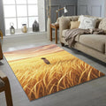 Anime Golden Field Rug Aesthetic Sunset Wheat Landscape Area Mat