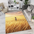 Anime Golden Field Rug Aesthetic Sunset Wheat Landscape Area Mat