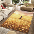 Anime Golden Field Rug Aesthetic Sunset Wheat Landscape Area Mat