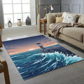Anime Ocean View Rug Aesthetic Cliff Sunset Area Mat Lofi Sea