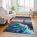 Anime Ocean View Rug Aesthetic Cliff Sunset Area Mat Lofi Sea