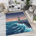 Anime Ocean View Rug Aesthetic Cliff Sunset Area Mat Lofi Sea