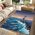 Anime Ocean View Rug Aesthetic Cliff Sunset Area Mat Lofi Sea